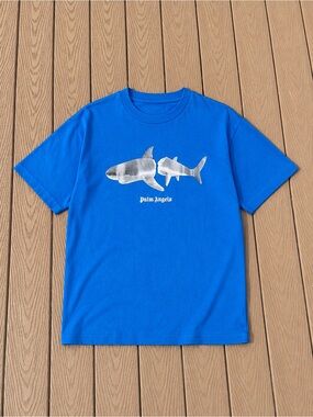 Palm Angels Royal Blue Shark Print Tee